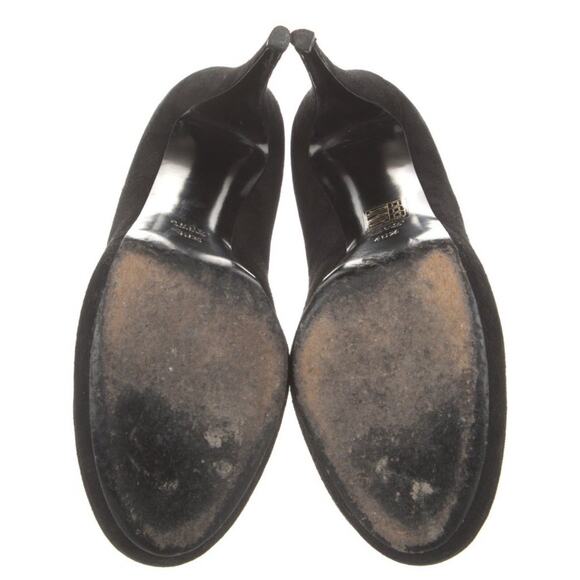 GUCCI Black Suede Gold Trim Platform Pump Heel Shoes Sz IT 40.5 US 10.5 - Picture 5 of 5